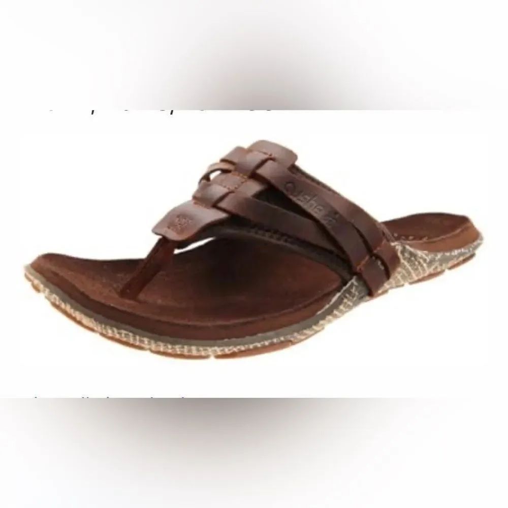 Cushe MANUKA Brown Leather Woven Upper Thong Toe Slip on Flipflop Sandals